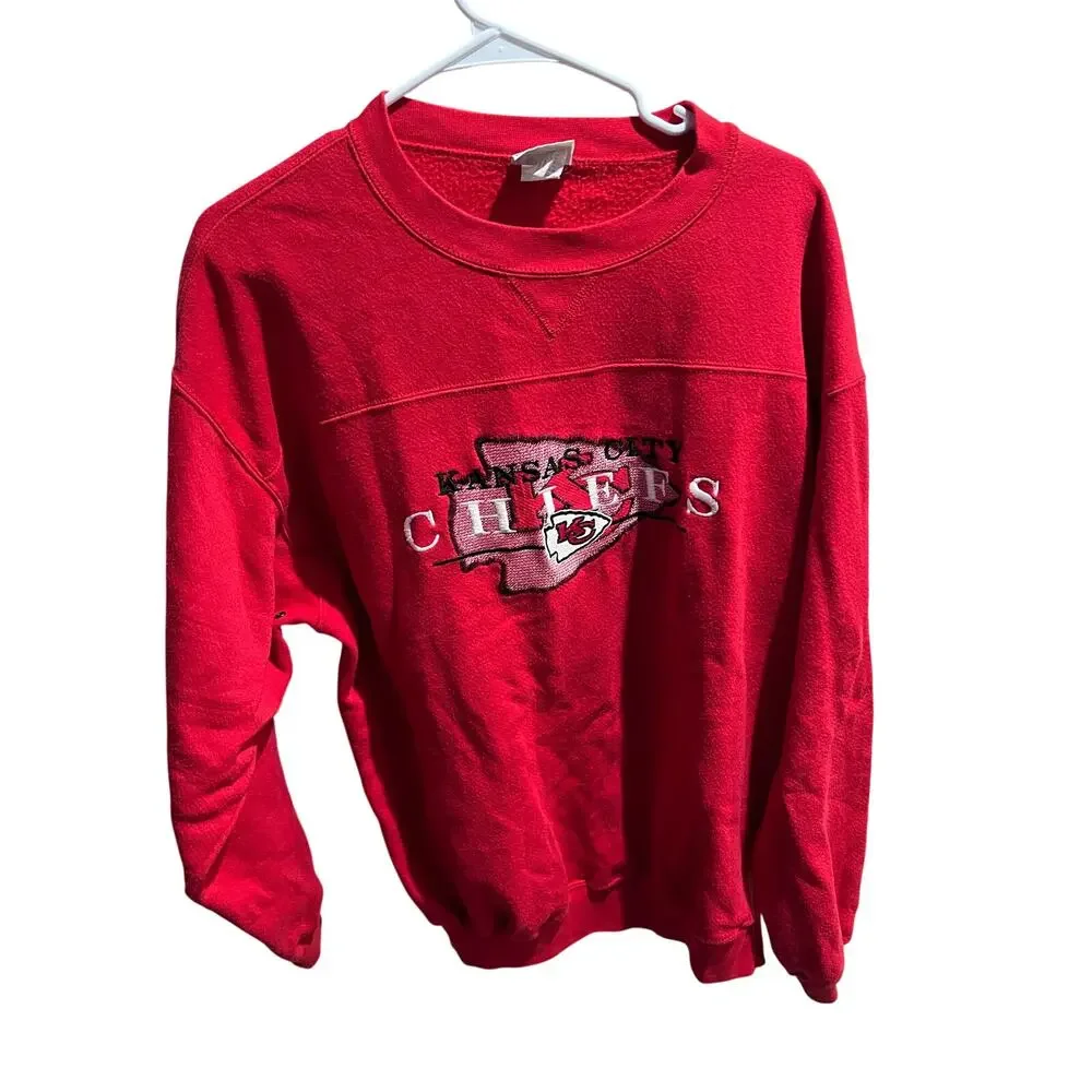 Vintage Kansas City Chiefs Lee Sport Sweatshirt Large Red Embroidered NFL - Picture 1 of 10